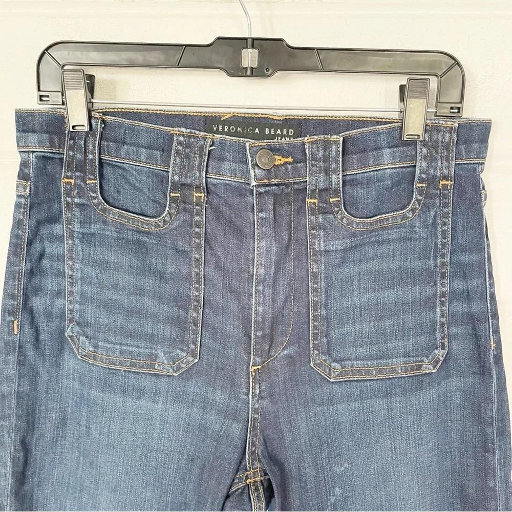 Veronica Beard Beverly Skinny Flare High Rise Jeans in Medium Wash Waist 32”